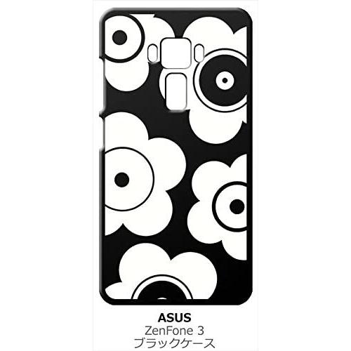 zenfone3 ブラック ハードケース t026 花柄 マリメッコ風 レトロ フラワー