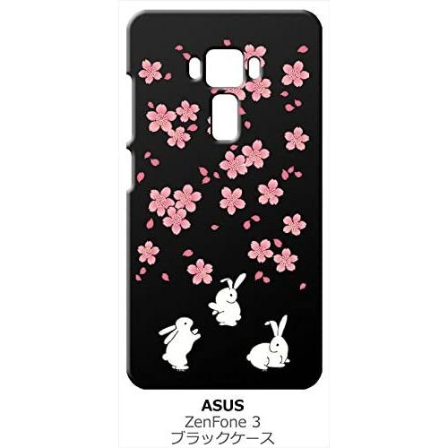 zenfone3 ブラック ハードケース t092 うさぎ ウサギ 和風 和柄 桜