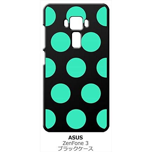 zenfone3 ブラック ハードケース 大 ドット柄 水玉 ミントグリーン