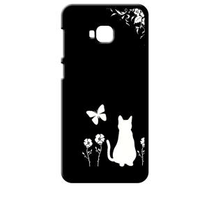 zenfone4 selfie pro ブラック ハードケース 猫 ネコ 花柄 a026｜high