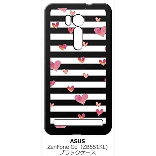 zenfone Go ブラック ハードケース ハート＆ボーダー