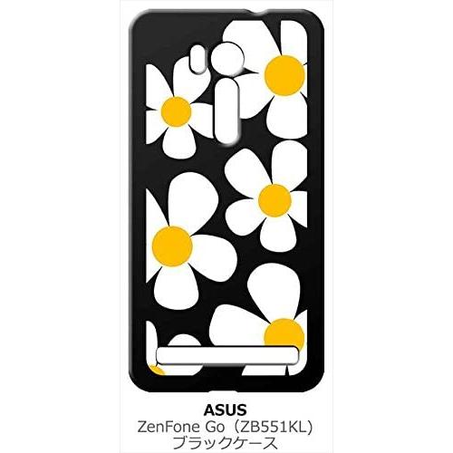 zenfone Go ブラック ハードケース デイジー 花柄 レトロ フラワー