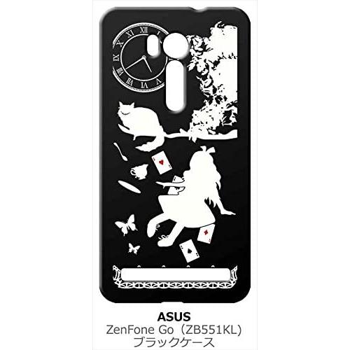 zenfone Go ブラック ハードケース Alice in wonderland アリス 猫 ト...
