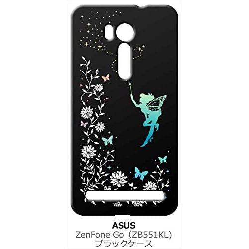 zenfone Go ブラック ハードケース フェアリー キラキラ 妖精 花柄 蝶