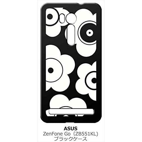 zenfone Go ブラック ハードケース t026 花柄 マリメッコ風 レトロ フラワー