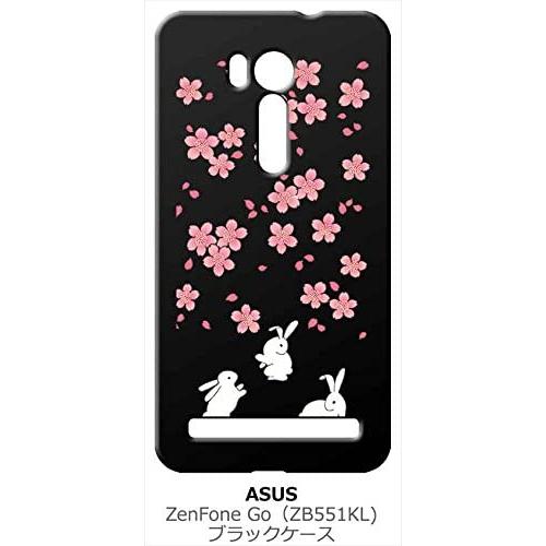 zenfone Go ブラック ハードケース t092 うさぎ ウサギ 和風 和柄 桜