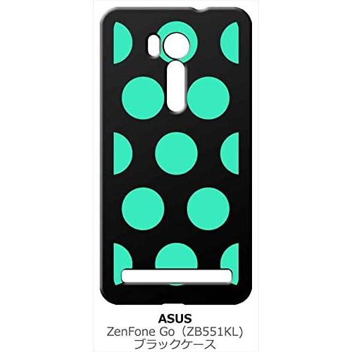 zenfone Go ブラック ハードケース 大 ドット柄 水玉 ミントグリーン