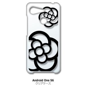 Android One S6 KYV48 クリア ハードケース カメリア 花柄 ブラック スマホ ケ...
