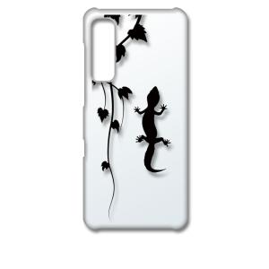 Android One S8 クリア ハードケース アニマル 爬虫類 トカゲ ヤモリ シルエット 葉...