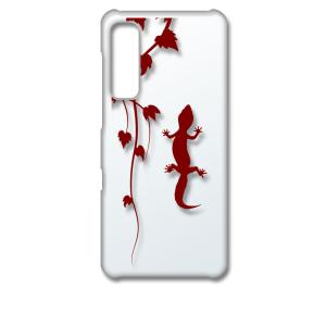 Android One S8 クリア ハードケース アニマル 爬虫類 トカゲ ヤモリ シルエット 葉...