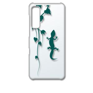 Android One S8 クリア ハードケース アニマル 爬虫類 トカゲ ヤモリ シルエット 葉...