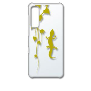 Android One S8 クリア ハードケース アニマル 爬虫類 トカゲ ヤモリ シルエット 葉...