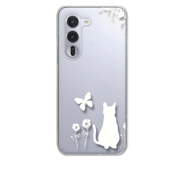 arrows Alpha F-51F クリア ハードケース 猫 ネコ 花柄 a026 ホワイト スマ...