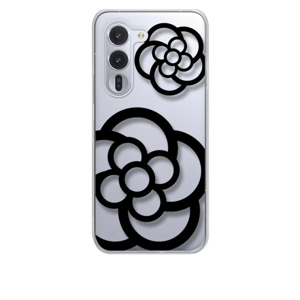 arrows Alpha F-51F クリア ハードケース カメリア 花柄 ブラック スマホ ケース...