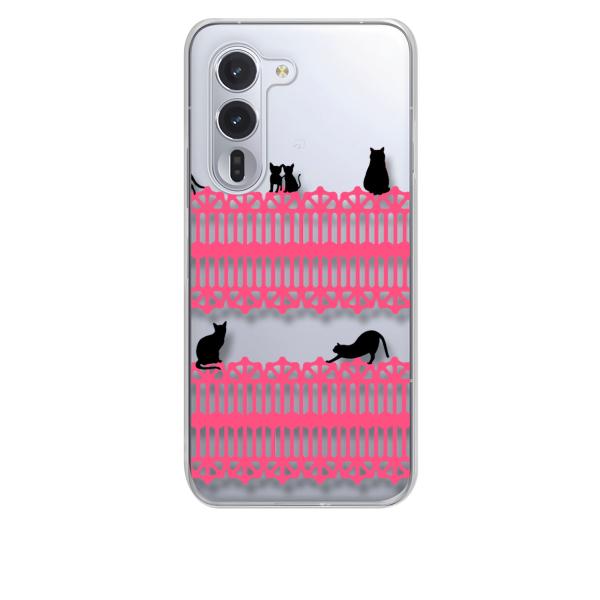 arrows Alpha F-51F クリア ハードケース 猫 ねこ ネコ おさんぽ 黒猫ピンクレー...