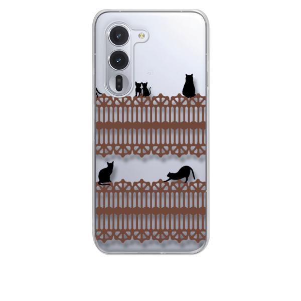 arrows Alpha F-51F クリア ハードケース 猫 ねこ ネコ おさんぽ 黒猫ブラウンレ...