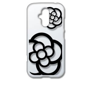 らくらくスマートフォン F-52B クリア ハードケース カメリア 花柄 ブラック スマホ ケース ...