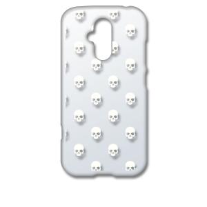 らくらくスマートフォン F-52B クリア ハードケース スカル ドクロ 骸骨 ドット ホワイト ス...