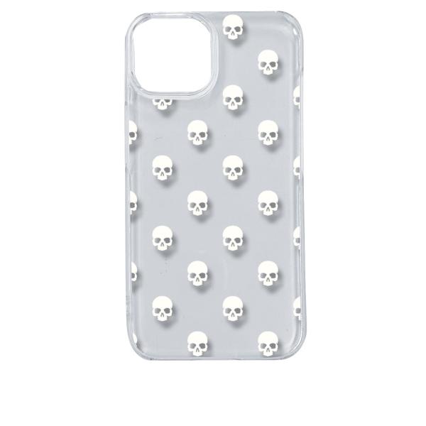 iPhone14 アイフォン14 クリア ハードケース スカル ドクロ 骸骨 ドット ホワイト スマ...