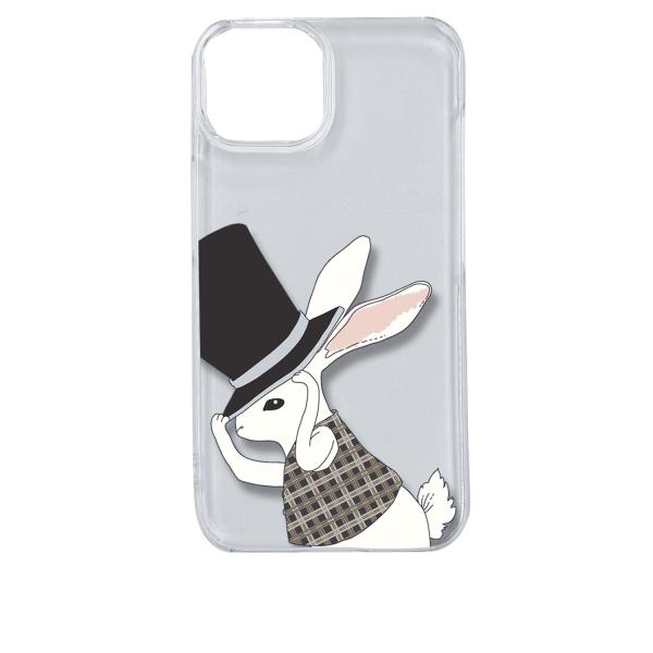 iPhone14 アイフォン14 クリア ハードケース うさぎ ウサギ シルクハット アニマル スマ...
