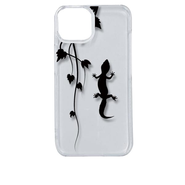 iPhone14 アイフォン14 クリア ハードケース アニマル 爬虫類 トカゲ ヤモリ シルエット...