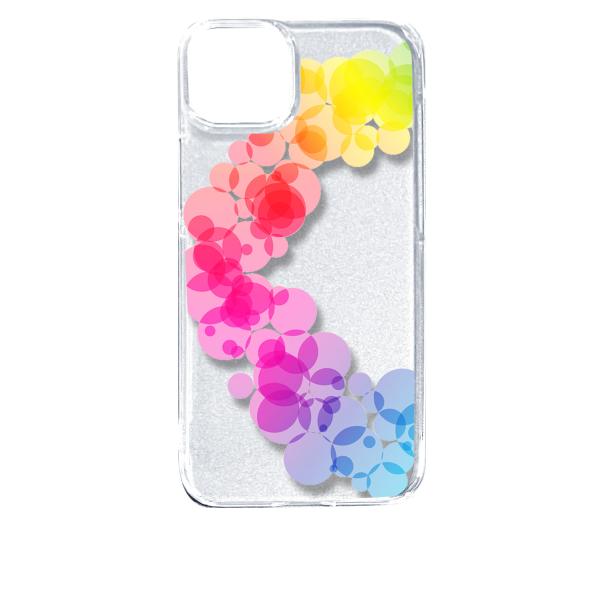 iPhone14 Plus アイフォン14プラス クリア ハードケース レインボー サークル グラデ...