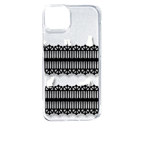 iPhone14 Plus アイフォン14プラス クリア ハードケース 猫 ねこ ネコ おさんぽ 白...