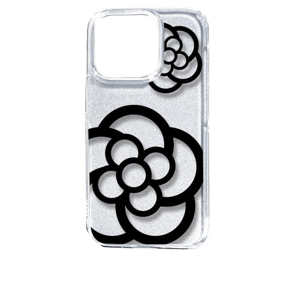 iPhone14 Pro アイフォン14プロ クリア ハードケース カメリア 花柄 ブラック スマホ...