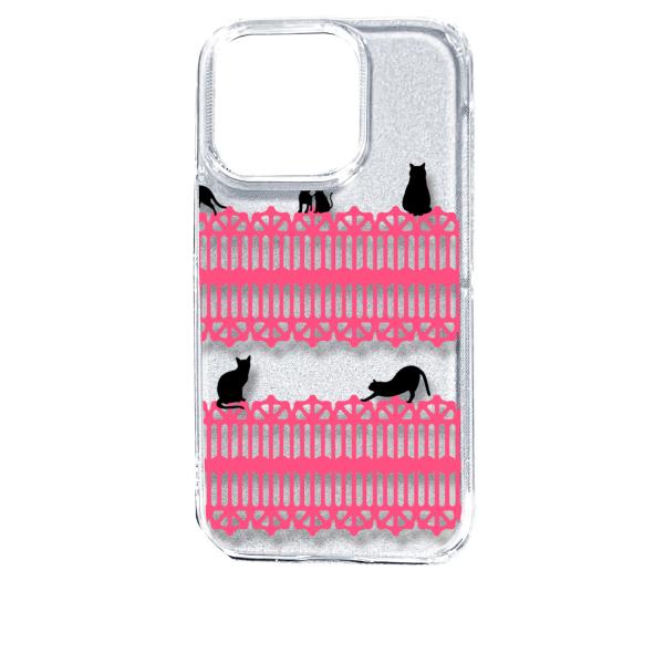 iPhone14 Pro アイフォン14プロ クリア ハードケース 猫 ねこ ネコ おさんぽ 黒猫ピ...