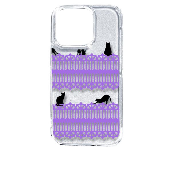 iPhone14 Pro アイフォン14プロ クリア ハードケース 猫 ねこ ネコ おさんぽ 黒猫パ...