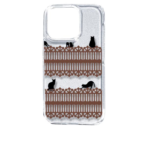 iPhone14 Pro アイフォン14プロ クリア ハードケース 猫 ねこ ネコ おさんぽ 黒猫ブ...