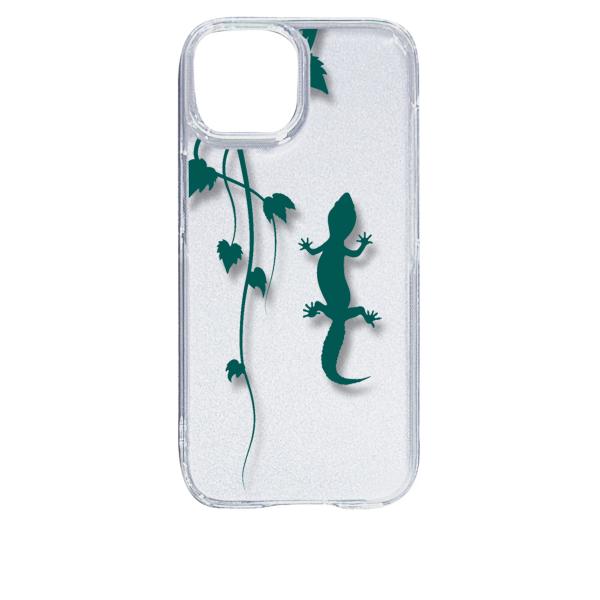 iPhone15 アイフォン15 クリア ハードケース アニマル 爬虫類 トカゲ ヤモリ シルエット...