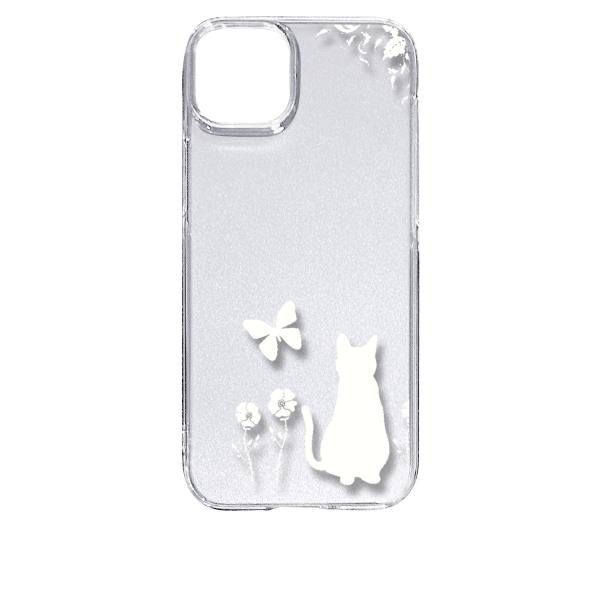 iPhone15 Plus アイフォン15プラス クリア ハードケース 猫 ネコ 花柄 a026 ホ...