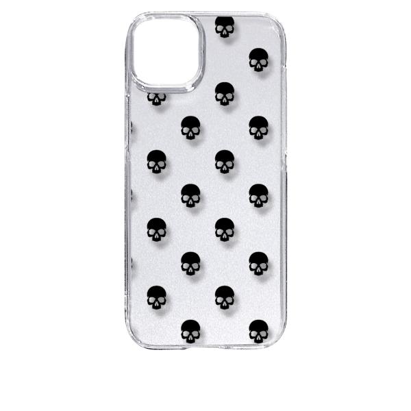 iPhone15 Plus アイフォン15プラス クリア ハードケース スカル ドクロ 骸骨 ドット...