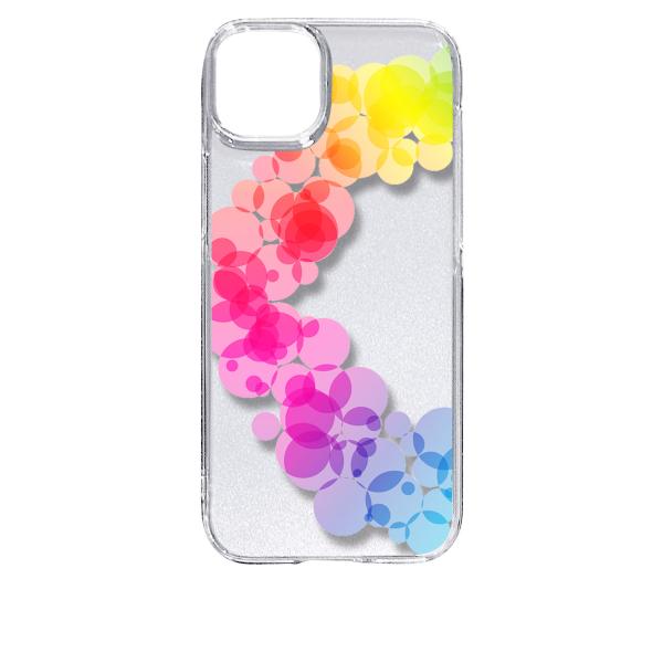 iPhone15 Plus アイフォン15プラス クリア ハードケース レインボー サークル グラデ...