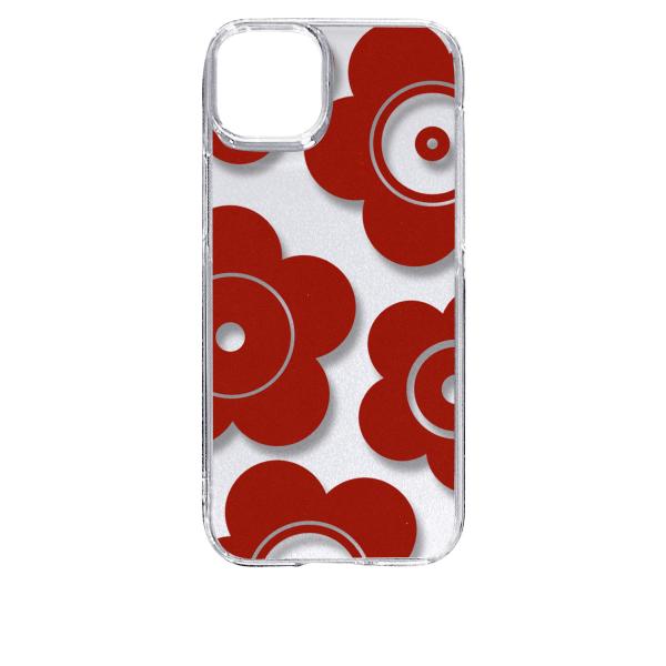 iPhone15 Plus アイフォン15プラス クリア ハードケース t026-レッド 花柄 マリ...