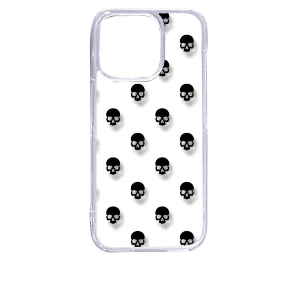 iPhone15 Pro アイフォン15プロ クリア ハードケース スカル ドクロ 骸骨 ドット ブ...
