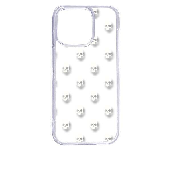 iPhone15 Pro アイフォン15プロ クリア ハードケース スカル ドクロ 骸骨 ドット ホ...