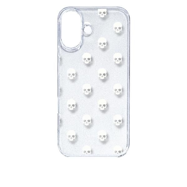 iPhone16 アイフォン16 クリア ハードケース スカル ドクロ 骸骨 ドット ホワイト スマ...
