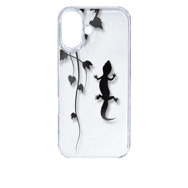 iPhone16 アイフォン16 クリア ハードケース アニマル 爬虫類 トカゲ ヤモリ シルエット...