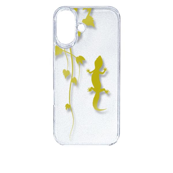 iPhone16 アイフォン16 クリア ハードケース アニマル 爬虫類 トカゲ ヤモリ シルエット...