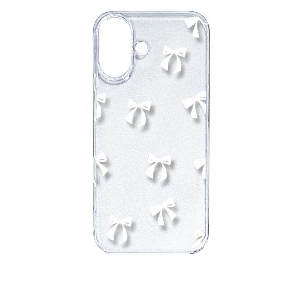 iPhone16 アイフォン16 クリア ハードケース リボン(ホワイト) スマホ ケース スマート...