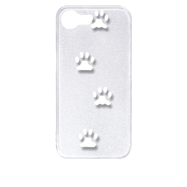 iPhone16e アイフォン16e クリア ハードケース 肉球 犬 猫 ネコ 足跡 （ホワイト） ...