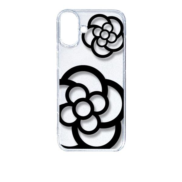 iPhone16 Plus アイフォン16プラス クリア ハードケース カメリア 花柄 ブラック ス...