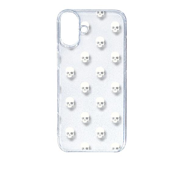 iPhone16 Plus アイフォン16プラス クリア ハードケース スカル ドクロ 骸骨 ドット...