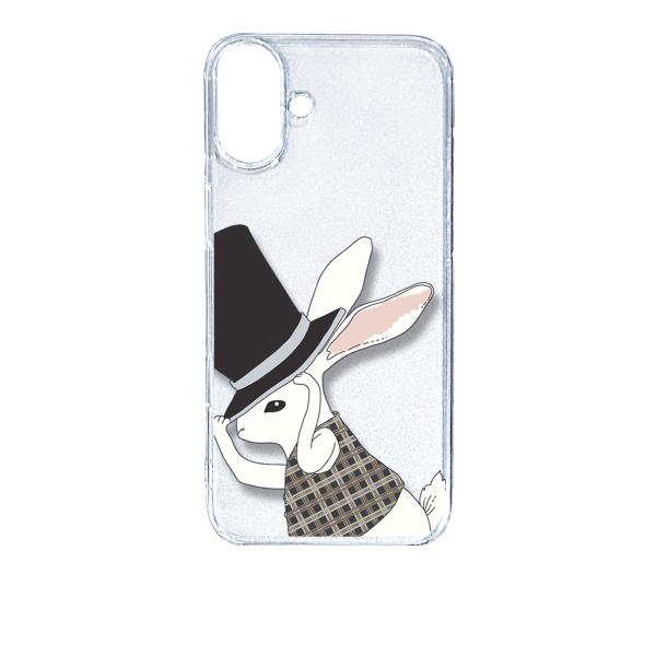 iPhone16 Plus アイフォン16プラス クリア ハードケース うさぎ ウサギ シルクハット...