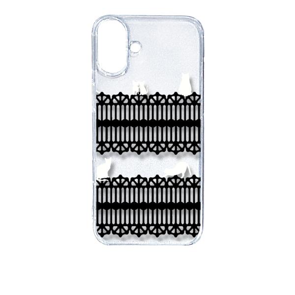 iPhone16 Plus アイフォン16プラス クリア ハードケース 猫 ねこ ネコ おさんぽ 白...