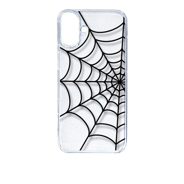 iPhone16 Plus アイフォン16プラス クリア ハードケース スパイダー 蜘蛛の巣 クモ ...