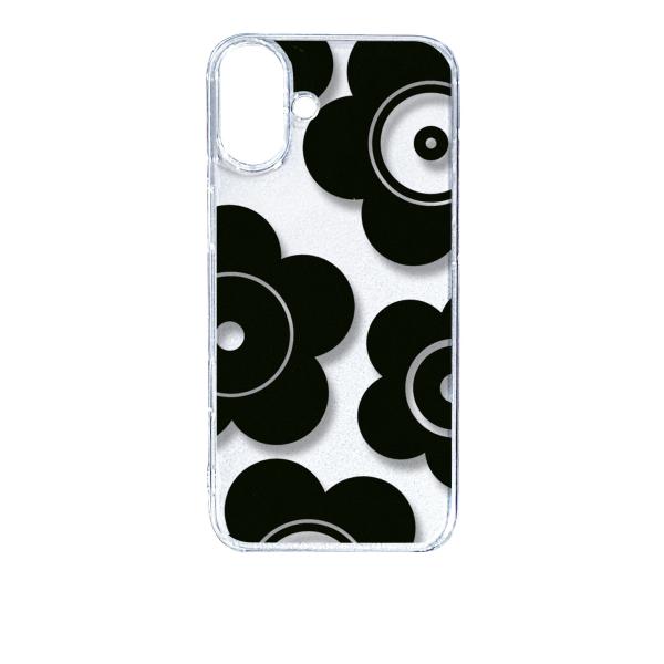 iPhone16 Plus アイフォン16プラス クリア ハードケース t026-ブラック 花柄 マ...