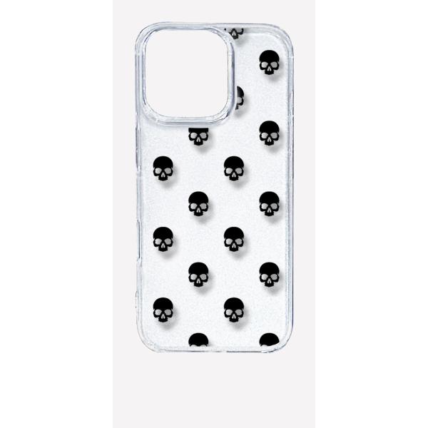 iPhone16 Pro アイフォン16プロ クリア ハードケース スカル ドクロ 骸骨 ドット ブ...